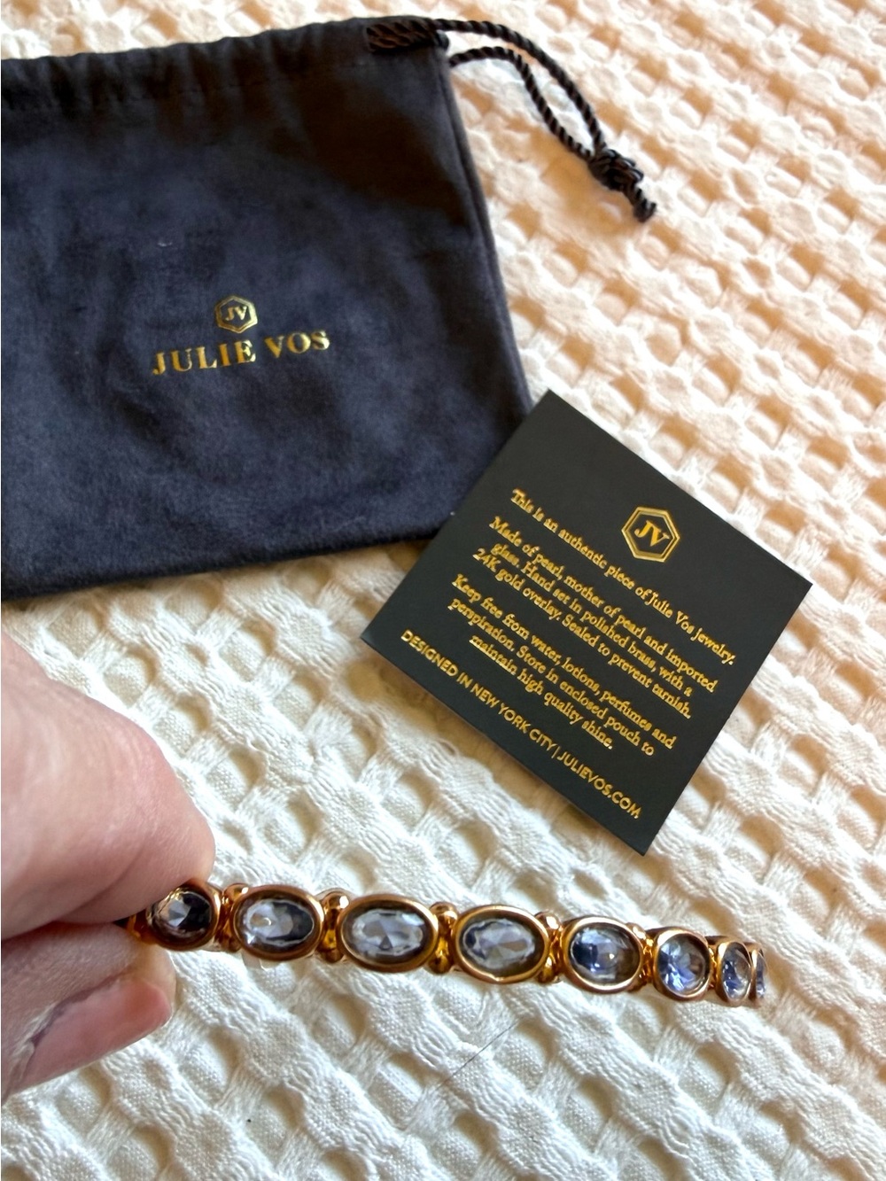 Julie Vos Gold-Tone Mykonos Bracelet with Gray Faceted Stones- Small